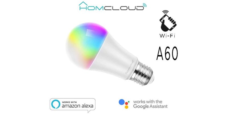 Lampadina Wi-Fi + Bluetooth RGB+Bianco caldo E27 A60 dimm