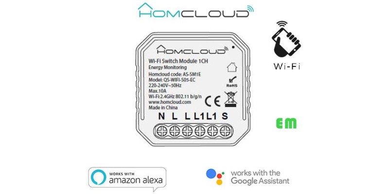 Modulo Interruttore 1CH Wi-Fi con Monitoraggio Energia incas