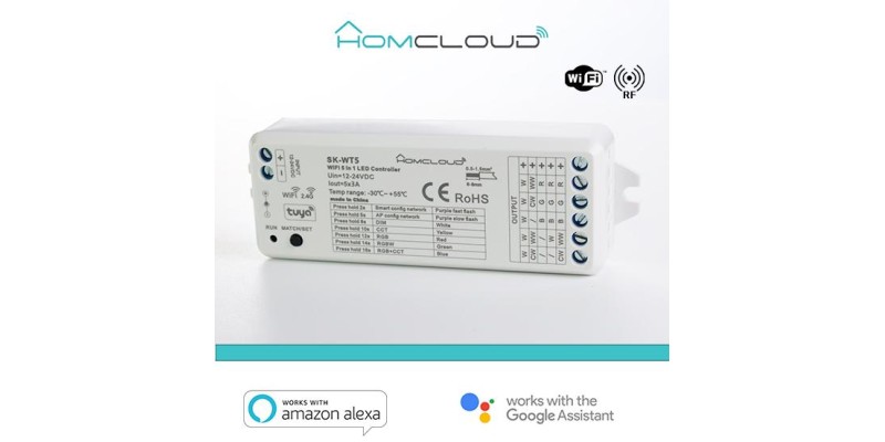 Ricevitore DIM 12/24V DC, 5CH*3A, Wi-Fi+RF2.4G RGB+CCT