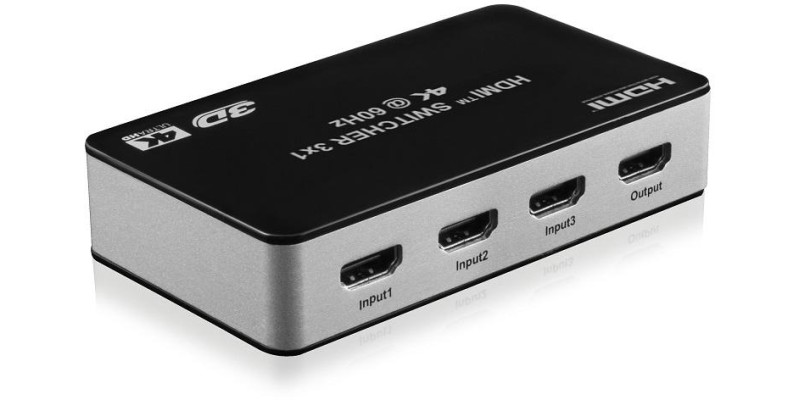 Switch 3x1 HDMI 2.0 18G 4k@60hz HDR, con telecomando IR